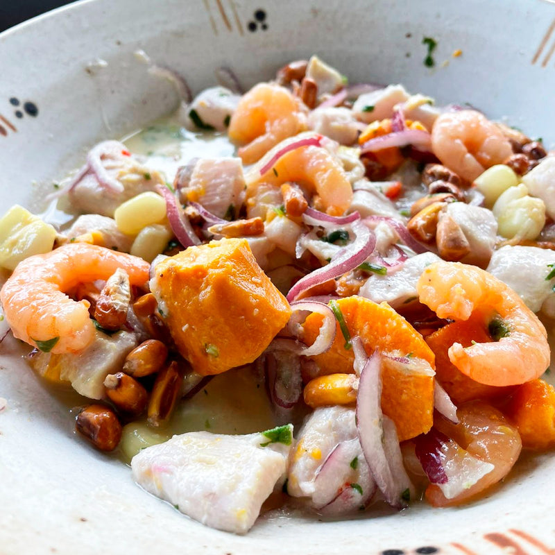 Ceviche Peruano Mixto Reineta y Camarón
