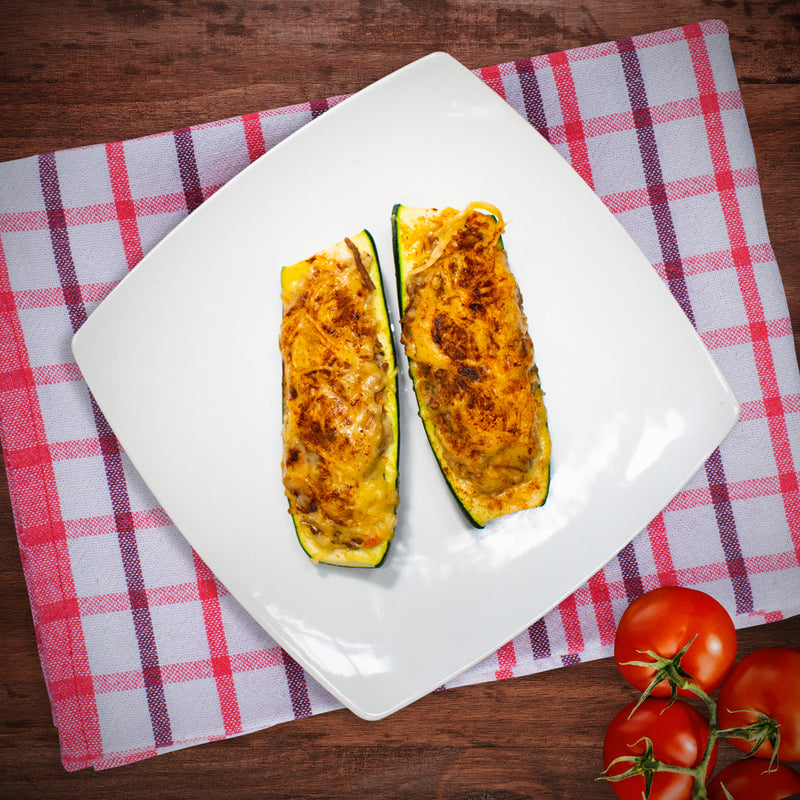 ZAPALLITO ITALIANO RELLENO CON PINO DE VERDURAS (VEGETARIANO)